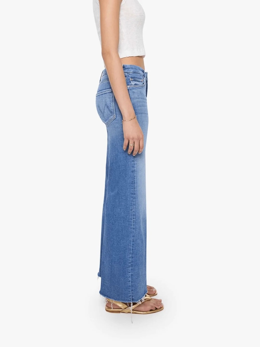 The Roller Fray Mother Denim Jeans 27 Waist Wide Leg - Picture 2 of 8